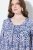 Ulla Popken Allover Printed Pleated Long Sleeve Tee Dark Blue - Bedruckte T-shirts für damen - Bedruckte Shirts für Damen