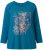 Ulla Popken Inverted Seam Long Sleeve Graphic Tee Teal - Bedruckte T-shirts für damen - 