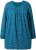 Ulla Popken Pleated Confetti Print Long Sleeve Tee Teal - Bedruckte T-shirts für damen - 