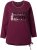 Ulla Popken Your Story Sequined Long Sleeve Tunic Tee Dark Ruby - Bedruckte T-shirts für damen - 