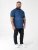 D555 Murray Printed Jacquard Collar & Cuff Short Sleeve Polo Blue - Polo-shirts für herren - Polo-Shirts für Herren in großen Größen