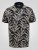 D555 Palmer Leaf Printed Jacquard Collar & Cuff Chest Pocket Polo Black - Polo-shirts für herren - Polo-Shirts für Herren in großen Größen