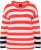 Ulla Popken Mixed Stripe Long Sleeve Sweater Hibiscus Red - Hoodies & Sweatshirts - 