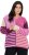 Ulla Popken Patchwork Striped Long Sleeve V-Neck Sweater Raspberry - Hoodies & Sweatshirts - 