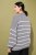Ulla Popken Oversized Striped Balloon Sleeve Sweater Grey Melange - Hoodies & Sweatshirts - 