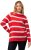 Ulla Popken Stripe Fine Knit Turtleneck Sweater Light Red - Hoodies & Sweatshirts - 