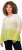 Ulla Popken Block Stripe Long Sleeve V-Neck Sweater Lime Green - Hoodies & Sweatshirts - 