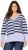 Ulla Popken Split Stripe Long Sleeve V-Neck Sweater Blue Grey - Hoodies & Sweatshirts - 
