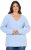 Ulla Popken Long Sleeve V-Neck Ribbed Knit Sweater Light Blue - Hoodies & Sweatshirts - 