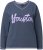Ulla Popken Houston Textured Lettering Sweatshirt Navy - Hoodies & Sweatshirts - 