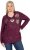 Ulla Popken Metallic Print Extra Soft Christmas Sweatshirt Dark Wine Red - Hoodies & Sweatshirts - 