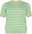 Kaffe Curve Lizzy Gestreifter Pullover Federgrau Melange/Grün - Bedruckte T-shirts für damen - 