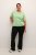 Kaffe Curve Lizzy Gestreifter Pullover Federgrau Melange/Grün - Bedruckte T-shirts für damen - 