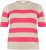 Kaffe Curve Lizzy Gestreifter Pullover Beige/Himbeer - Bedruckte T-shirts für damen - 