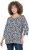 Ulla Popken Floral 3/4 Sleeve V-Neck A-Line Tee Navy - T-Shirts - 