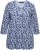 Ulla Popken Floral 3/4 Sleeve V-Neck A-Line Tee Blue - T-Shirts - 