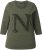 Ulla Popken Textured Lettering 3/4 Sleeve Tee Olive - Bedruckte T-shirts für damen - 