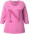 Ulla Popken Textured Lettering 3/4 Sleeve Tee Pink - Bedruckte T-shirts für damen - 