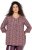 Ulla Popken Mixed Pattern Stripe 3/4 Sleeve Tee Dark Cherry Red - T-Shirts - 