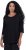 Ulla Popken Flower Epaulet 3/4 Sleeve Top Black - Bedruckte T-shirts für damen - 