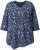 Ulla Popken Ribbon Print 3/4 Sleeve Asymmetric Tee Navy - Bedruckte T-shirts für damen - 