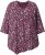Ulla Popken Ribbon Print 3/4 Sleeve Asymmetric Tee Plum - Bedruckte T-shirts für damen - 