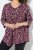 Ulla Popken Ribbon Print 3/4 Sleeve Asymmetric Tee Plum - Bedruckte T-shirts für damen - Bedruckte Shirts für Damen