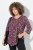 Ulla Popken Ribbon Print 3/4 Sleeve Asymmetric Tee Plum - Bedruckte T-shirts für damen - Bedruckte Shirts für Damen