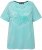 Ulla Popken Palm Tree Embroidered Tee Turquoise Green - Bedruckte T-shirts für damen - 