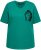 Ulla Popken Embroidered Face Motif Short Sleeve V-Neck Tee Emerald Green - Bedruckte T-shirts für damen - 