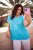 Ulla Popken Metallic Animal Cap Sleeve Graphic Tee Deep Aqua - Bedruckte T-shirts für damen - 