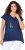 Ulla Popken Half-Sleeve A-line V-Neck Boat Pattern T-Shirt Ink Blue - Bedruckte T-shirts für damen - 