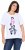 Ulla Popken Flocked Short Sleeve Graphic Tee Snow White - Bedruckte T-shirts für damen - 