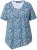 Ulla Popken Floral Pointed Hem Short Sleeve Tee Deep Aqua - Bedruckte T-shirts für damen - 