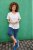 Ulla Popken Embroidered Sunrise Lettering Tee Off-White - Bedruckte T-shirts für damen - 