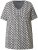 Ulla Popken Cactus Print Short Sleeve V-Neck Tee Graphite Grey - Bedruckte T-shirts für damen - 