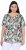 Ulla Popken Feather Print Short Sleeve V-Neck Tee Olive Grey - Bedruckte T-shirts für damen - 