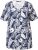 Ulla Popken Feather Print Short Sleeve V-Neck Tee Ink Blue - Bedruckte T-shirts für damen - 