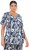 Ulla Popken Feather Print Short Sleeve V-Neck Tee Ink Blue - Bedruckte T-shirts für damen - 
