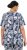 Ulla Popken Feather Print Short Sleeve V-Neck Tee Ink Blue - Bedruckte T-shirts für damen - 