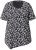 Ulla Popken Bow Print Short Sleeve Pointed Hem Tee Black - Bedruckte T-shirts für damen - 