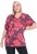 Ulla Popken Quick Drying Flower Print Short Sleeve Tee Dark Cherry - Bedruckte T-shirts für damen - 