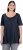 Ulla Popken Essential Front Pleat Tee Navy Blue - T-Shirts - 