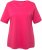 Ulla Popken Double Layer Rounded V-Neck Slim Fit Tee Dark Pink - T-Shirts - 