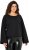 Ulla Popken Rolled Edge Long Sleeve Sweatshirt Black - Hoodies & Sweatshirts - 