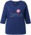Ulla Popken Smile Rhinestone 3/4 Sleeve Graphic Tee Ink Blue - Bedruckte T-shirts für damen - 