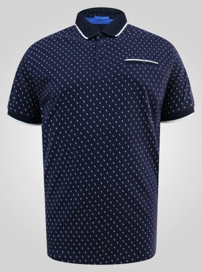D555 Reid AOP Polo With Jacquard Collar, Pocket And Cuffs Navyblau - Polo-shirts für herren - Polo-Shirts für Herren in großen Größen