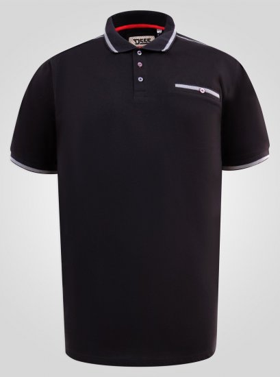D555 Potts Jersey Polo With Jacquard Collar & Cuffs Schwarz - Polo-shirts für herren - Polo-Shirts für Herren in großen Größen