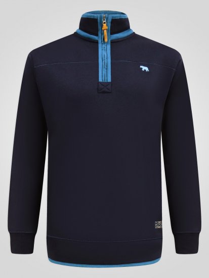 D555 Conway 2 1/4 Zip Neck Fleece Sweatshirt With Bear Logo Navyblau - Herren-sweater und -hoodies - Herren-Sweater und -Hoodies in großen Größen