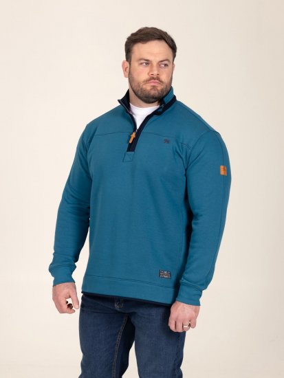 D555 Conway 1 1/4 Zip Neck Fleece Sweatshirt With Bear Logo Teal - Herren-sweater und -hoodies - Herren-Sweater und -Hoodies in großen Größen